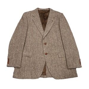 Vintage Harris Tweed Men’s 44R Brown Scottish Wool USA Made Blazer